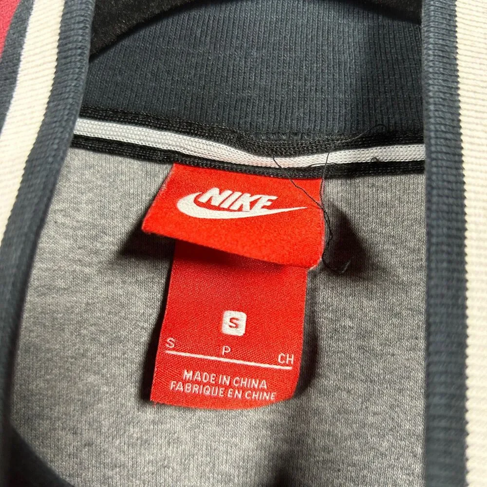 Nike Sweat Jacket Crop Zip Stripe Accent Sz S Gray